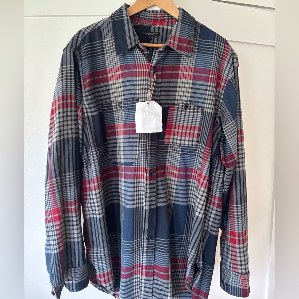 NWT Engineered Garments Men’s Cotton Twill Plaid Workshirt (Large)